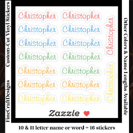 16 Aangepaste moderne 10/11 letters naam woord hel Sticker