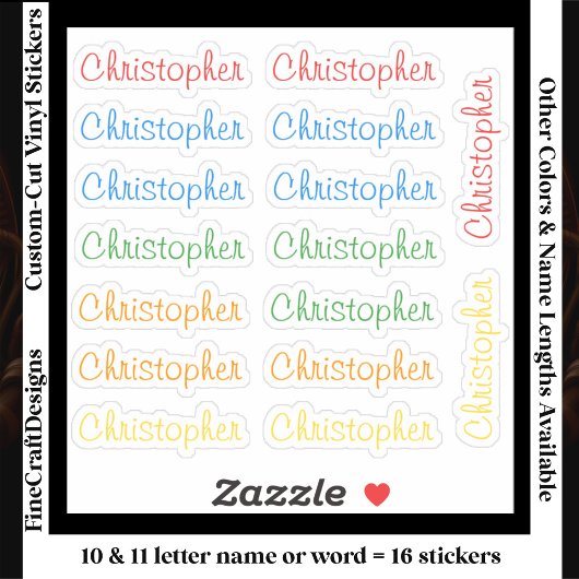 16 Aangepaste moderne 10/11 letters naam woord hel Sticker
