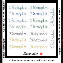 16 Aangepaste moderne 10/11 letters naam woord neu Sticker
