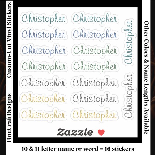 16 Aangepaste moderne 10/11 letters naam woord neu Sticker