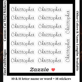 16 Aangepaste moderne 10/11 letters naam woord zwa Sticker