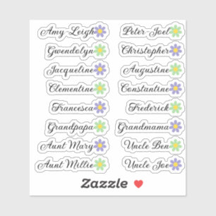 16 Aangepaste namen voor gastlijsten Calligrafie M Sticker
