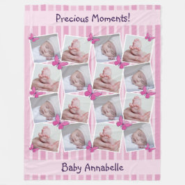 16 Afbeeldingen collage kostbare momenten roze Fleece Deken