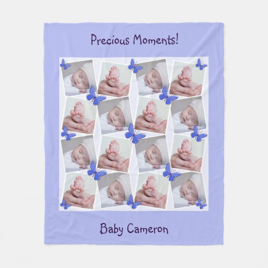 16 Afbeeldingen Collage Precious Moments Periwinkl Fleece Deken (Voorkant)