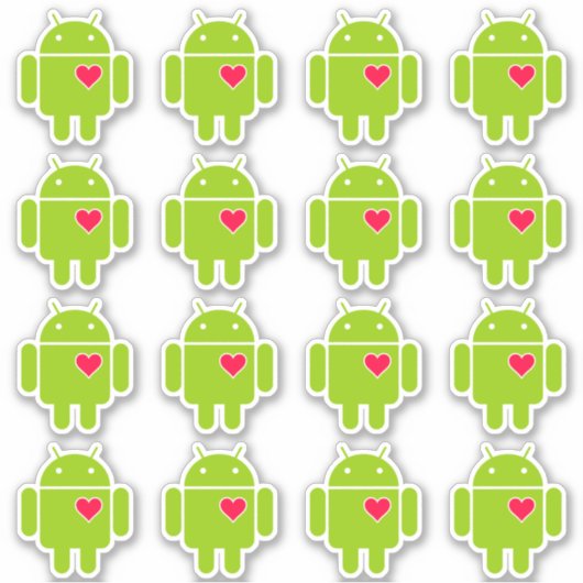 16 Android Robot Liefde Sticker (Voorkant)
