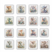 16 Baby Draken met bloemen Stickers (Voorkant)