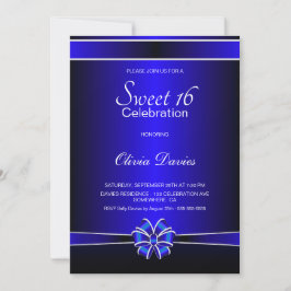16 Birthday Celebration Black and Blue Sweet Kaart