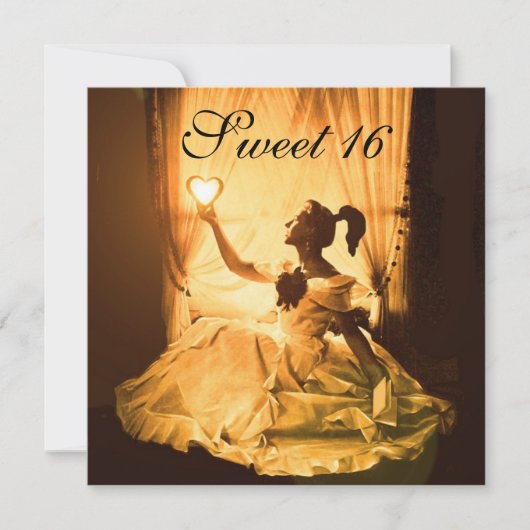 16 BIRTHDAY PARTIJ, GOLD GEEL ZWART DAMASK KAART (Voorkant)