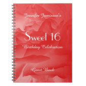 16 Birthday Party Guest Book, Coral Roos Notitieboek (Voorkant)