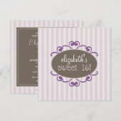 16 Birthday Party Invitation (lavender) Kaart (Voorkant / Achterkant)