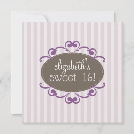 16 Birthday Party Invitation (lavender) Kaart (Voorkant)