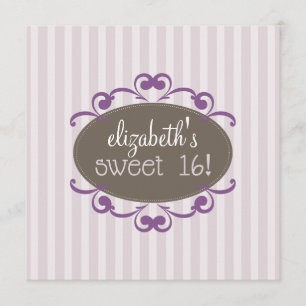16 Birthday Party Invitation (lavender) Kaart