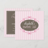 16 Birthday Party Invitation (roze) Kaart (Voorkant / Achterkant)