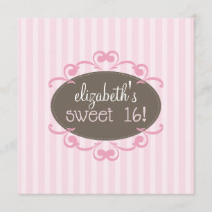 16 Birthday Party Invitation (roze) Kaart