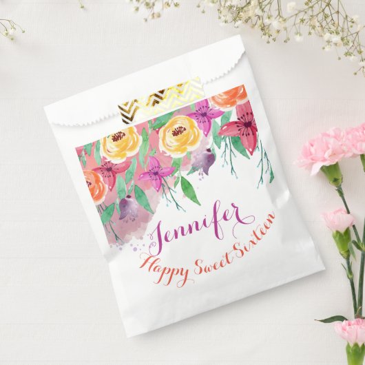 16 Birthday party niece roze florale gunst Bedankzakje (Gezegeld)