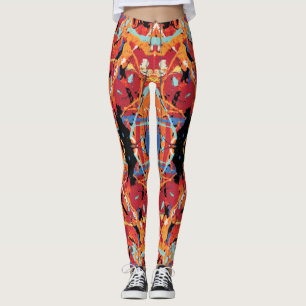 16 Bit Boosdoener Oranje Zwart Abstract Spatten Leggings