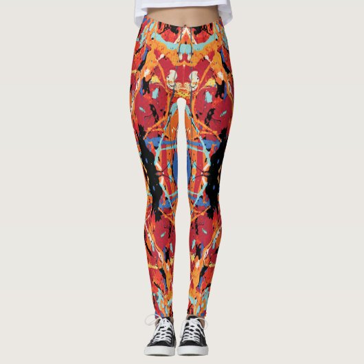 16 bit Villain Sinaasappel Black splatter Leggings (Voorkant)