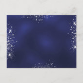 16 blauwe zilverglitterstof tiara crown uitnodiging briefkaart (Achterkant)