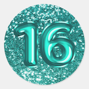 16 Blauwgroen Folie ballonnen Sparkly Chunky Glitt Ronde Sticker