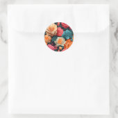 #16 Bloemen patroon Ronde Sticker (Tas)