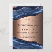 16 blue agate marble roos Gold, gezoet Kaart (Voorkant)