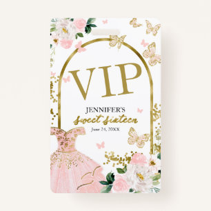 16 Blush Floral Birthday 16 Birthday VIP Badge