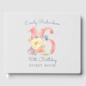 16 Blush Pink Floral 16th Birthday Gastenboek (Voorkant)