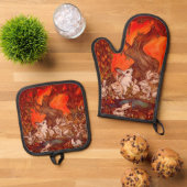 16 Bunnies Ovenwant & Pannenlap Set (Top down)