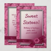 16 Burgundy Birthday Party Invitation Kaart (Voorkant / Achterkant)