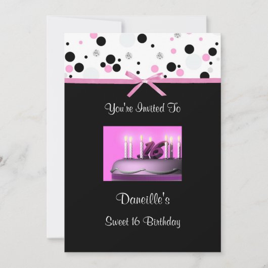 16 Cake Birthday Party Invitations Kaart (Voorkant)
