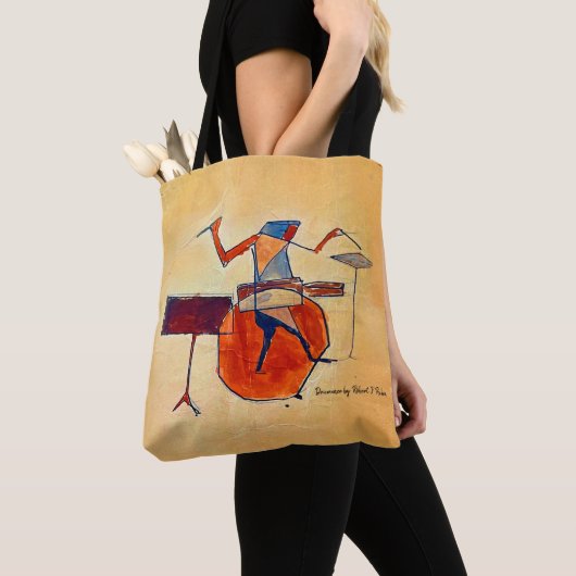 16" Canvas tas met kubistische stijl drummer schil (Dichtbij)