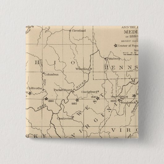 16 Centrum van de bevolking 17901900 Vierkante Button 5,1 Cm (Voorkant)