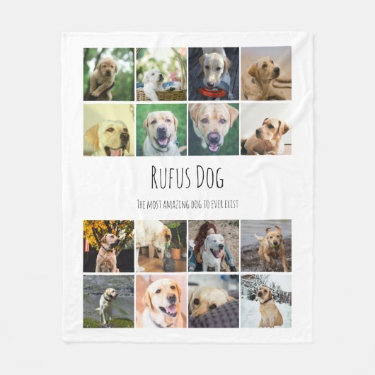 16 Collage And Personalized Text foto's Fleece Deken (Voorkant)