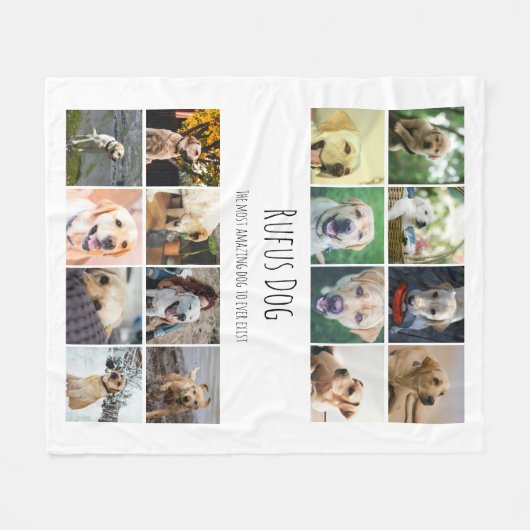 16 Collage And Personalized Text foto's Fleece Deken (Voorkant (Horizontaal))