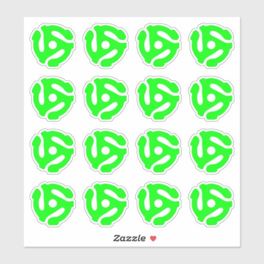 16 COOL Retro  Fluo Green 45 spacer DJ Sticker (Vel)