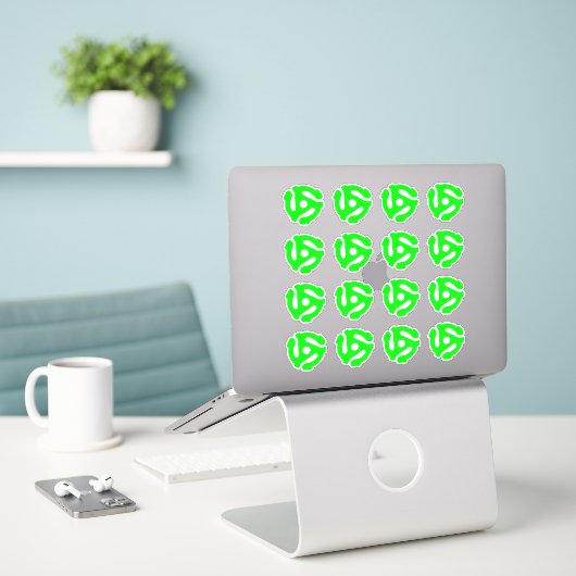 16 COOL Retro  Fluo Green 45 spacer DJ Sticker (Laptop op bureau)