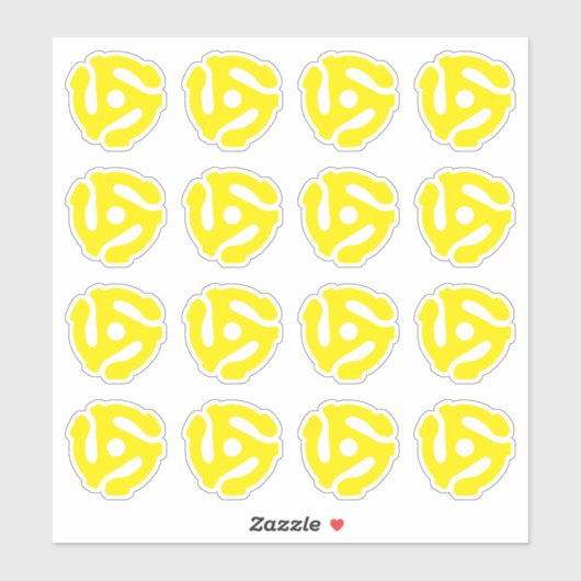 16 COOL Retro  Geel 45 spacer DJ Sticker (Vel)