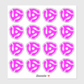 16 COOL Retro  Hot Pink 45 spacer DJ Sticker (Vel)
