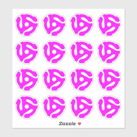 16 COOL Retro  Hot Pink 45 spacer DJ Sticker (Vel)