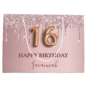 16 druppelroze druppels monogram 16e groot cadeauzakje (Achterkant)