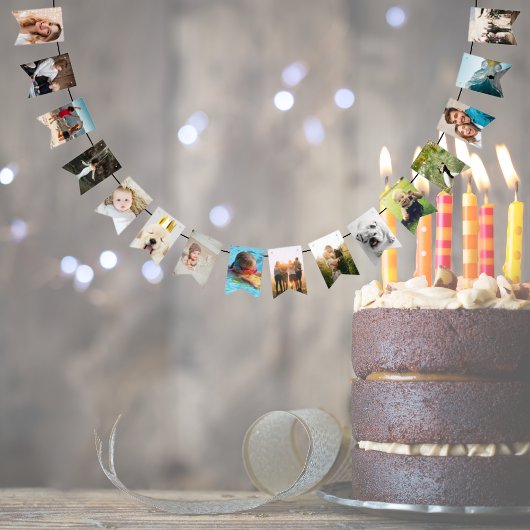 16 eigen foto's gepersonaliseerd Verjaardagsfeest Vlaggetjes