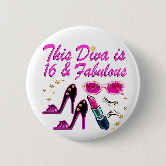 16 EN FABULOUS DIVA RONDE BUTTON 5,7 CM (Voorkant)