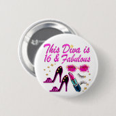16 EN FABULOUS DIVA RONDE BUTTON 5,7 CM (Voorkant /achterkant)