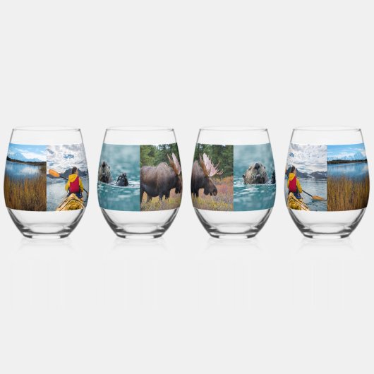 16 Familie Vakantiefoto's Wijnglas Zonder Voet (Rechts)