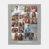 16 Foto Collage - Aangepaste tekst - Grijs en Wit Fleece Deken (Voorkant)