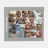 16 Foto Collage - Aangepaste tekst - Grijs en Wit Fleece Deken (Voorkant (Horizontaal))