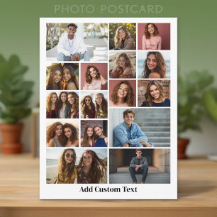 16 Foto Collage - Aangepaste Tekst - Zwart en Wit Briefkaart