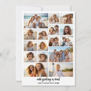 16 Foto Collage - Aangepaste Tekst - Zwart en Wit Feestdagenkaart