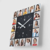 16 Foto Collage Dark Faux Wood Fence Vierkante Klok (Hoek)