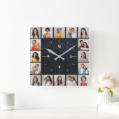 16 Foto Collage Dark Faux Wood Fence Vierkante Klok (Huis)